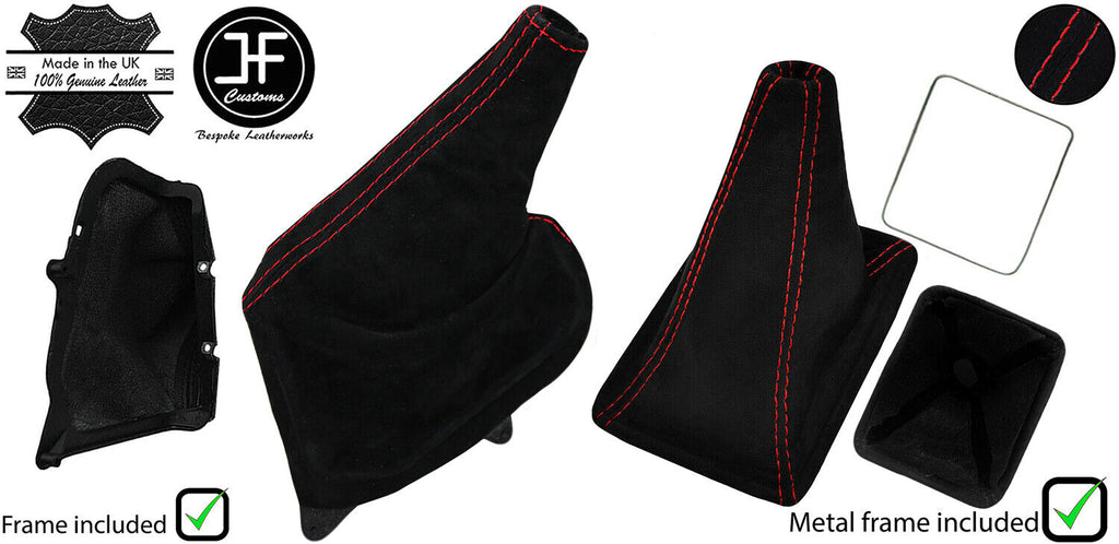 RED STITCH SUEDE GEAR + HANDBRAKE + FRAMES FOR TOYOTA JZX 100 CHASER 96-00