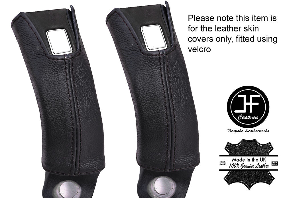 BLACK STITCHING 2X FRONT SEAT BELT LEATHER COVERS FITS LAND CRUISER FJ40 FJ 40