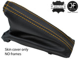 YELLOW STITCH CARBON FIBER VINYL HANDBRAKE GAITER FOR VAUXHALL CORSA D 2006-2014