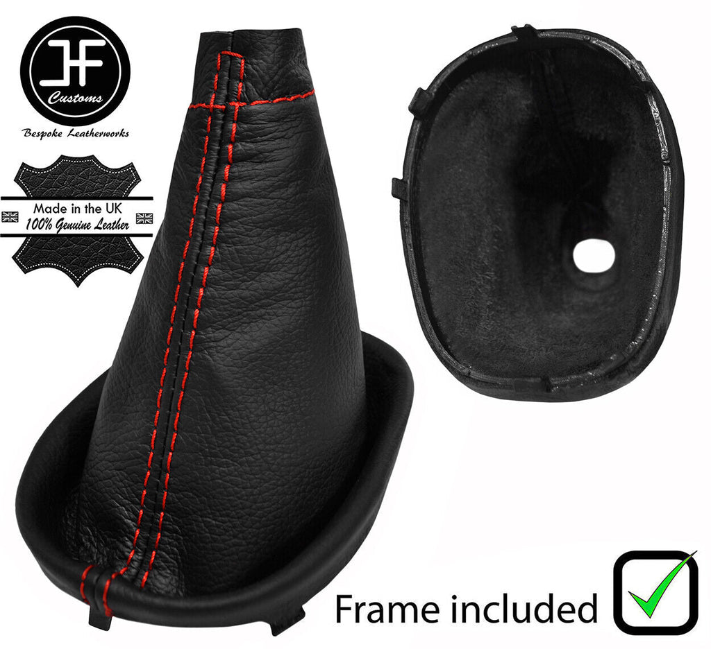 RED STITCH LEATHER MANUAL GEAR GAITER+PLASTIC FRAME FITS DACIA DUSTER 10-17