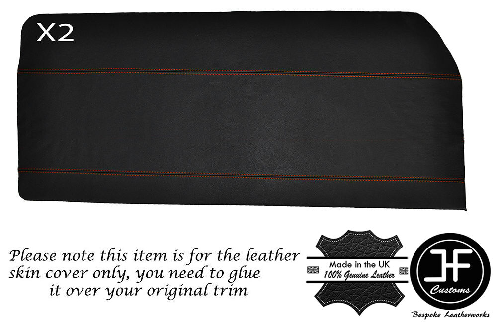 ORANGE STITCH 2X FRONT DOOR CARD SKIN COVERS FITS FORD ESCORT MK1 COUPE 2 DOOR