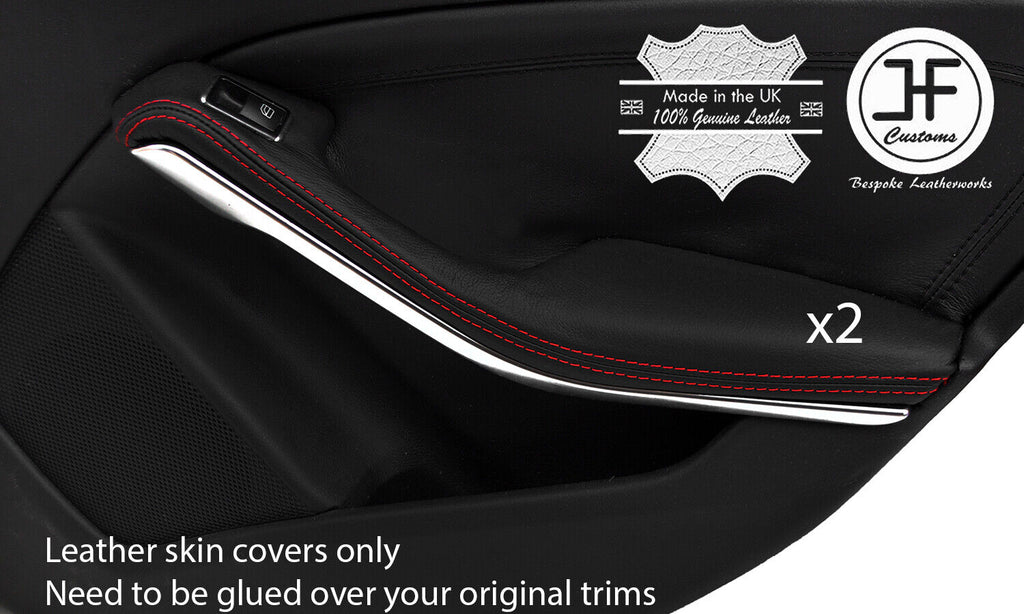 RED STITCH 2X REAR DOOR HANDLE ARMREST LEATHER COVERS FOR MERCEDES GLA 14-19