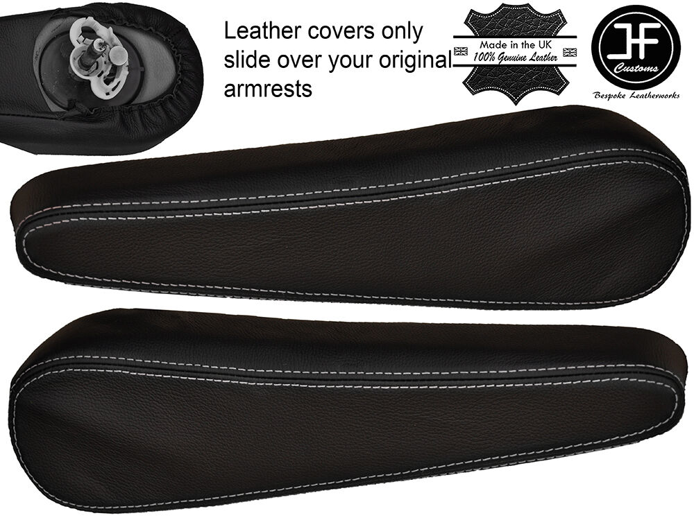 GREY STITCHING 2X SEAT ARMREST LEATHER COVERS FITS RENAULT MASTER 2003-2010