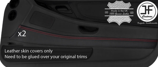 RED STITCH 2X FRONT DOOR CARD COVERS FITS LAND ROVER DEFENDER 90 110