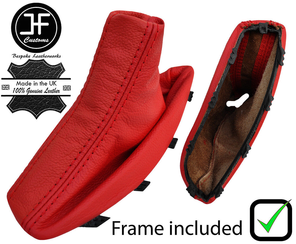 RED TOP GRAIN LEATHER HANDBRAKE GAITER + PLASTIC FRAME FOR BMW X3 E83 03-2010