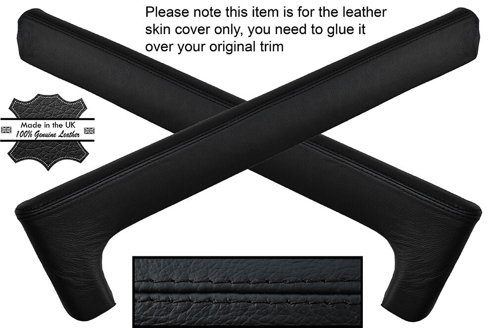 BLACK STITCHING 2X LEATHER KNEE PADS SKIN COVERS FITS PORSCHE 911 1986-1989