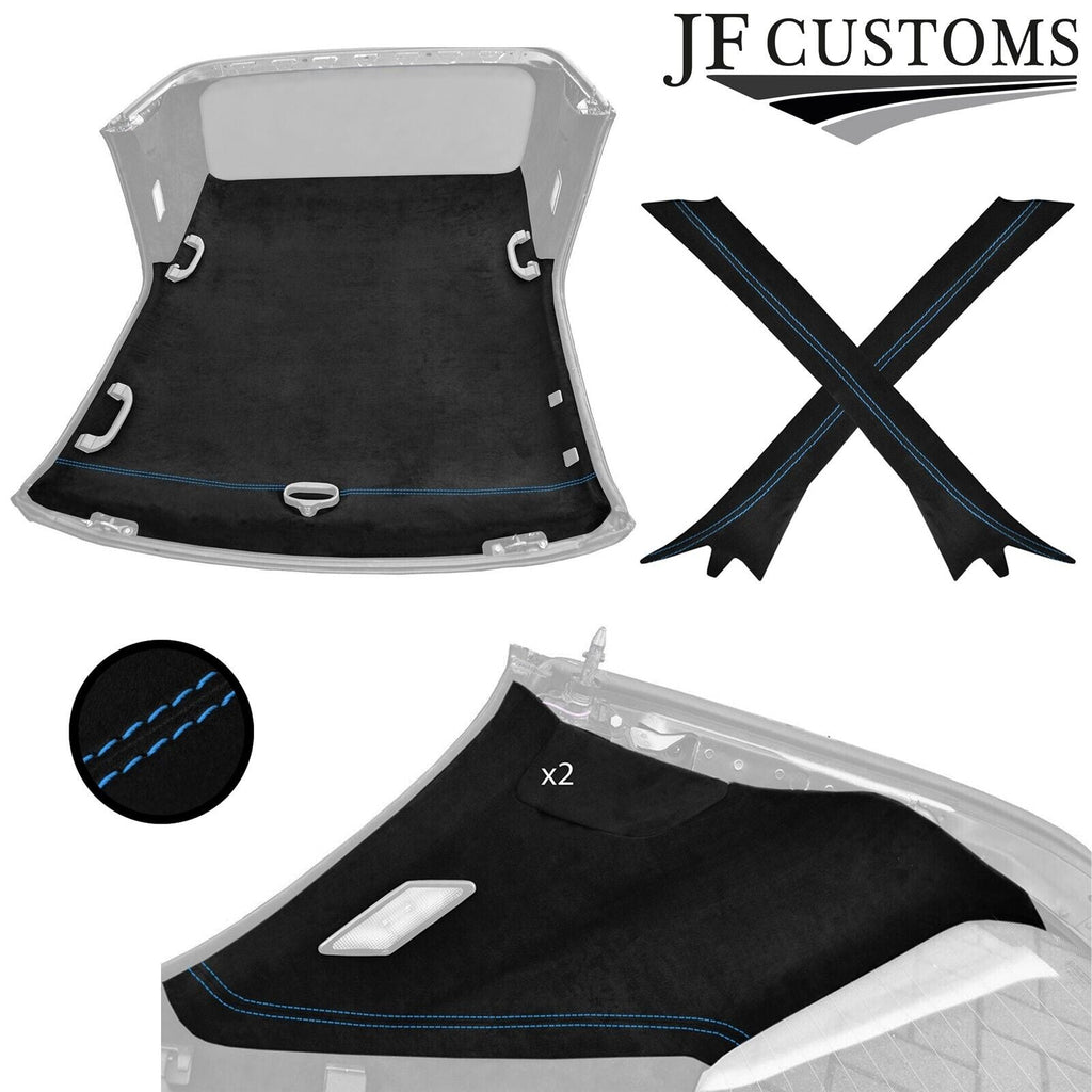 L BLUE STITCH LUXE SUEDE HARDTOP ROOF PILLAR KIT COVER FITS BMW E36 CONVERTIBLE