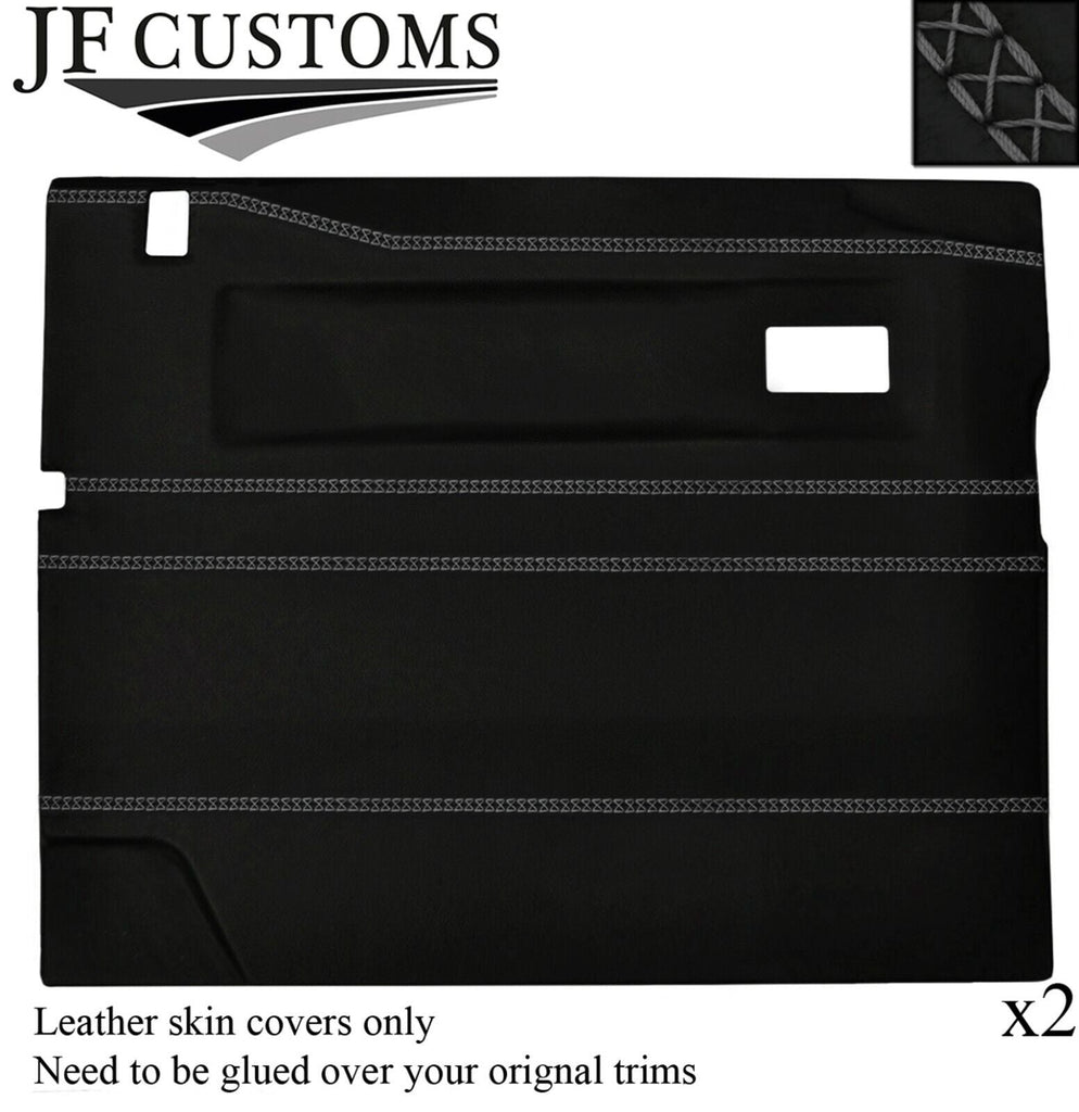 GREY LUX-STITCH LEATHER 2X FRONT DOOR COVERS FOR LAND ROVER DEFENDER 90 110