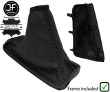 BLACK REAL LEATHER HANDBRAKE GAITER + PLASTIC FRAME FOR VOLVO V70 MK2 2005-2009