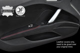RED STITCH 2X FRONT DOOR ARMREST TRIM LEATHER COVERS FITS AUDI TT 8S 2015-17