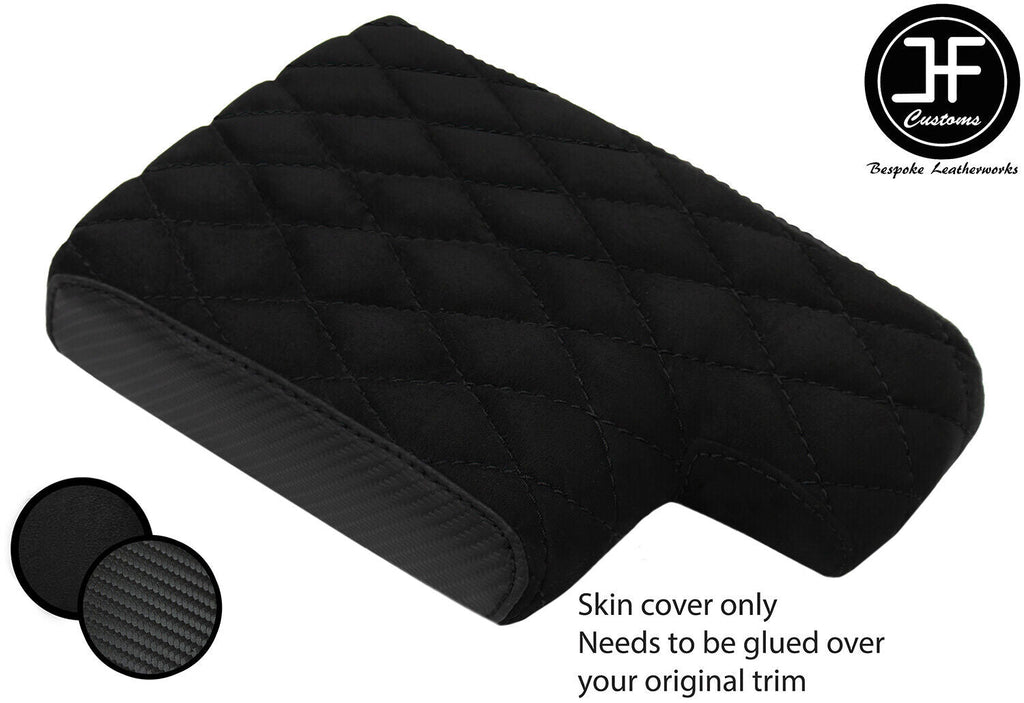 BLACK DIAMOND STITCH ARMREST CARBON VINYL AND SUEDE COVER FOR BMW 3 E46 99-05