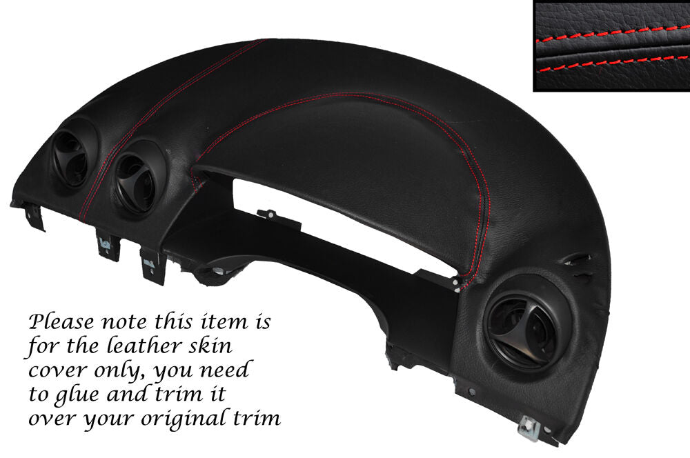 RED STITCH DASH SPEEDO SURROUND LEATHER SKIN COVER FITS FORD COUGAR 98-02