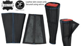 BLUE STITCH 2X SEAT BELT LONG LEATHER COVERS FOR BMW 4 F32 F33 F82 F83