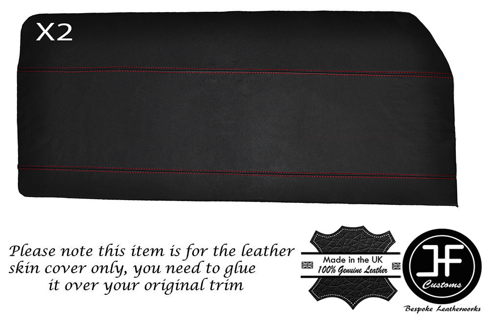RED STITCH 2X FRONT DOOR CARD SKIN COVERS FITS FORD ESCORT MK1 COUPE 2 DOOR