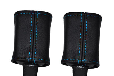 BLUE STITCH FITS FORD TRANSIT CONNECT 02-12 2X SEAT BELT LEATHER COVERS