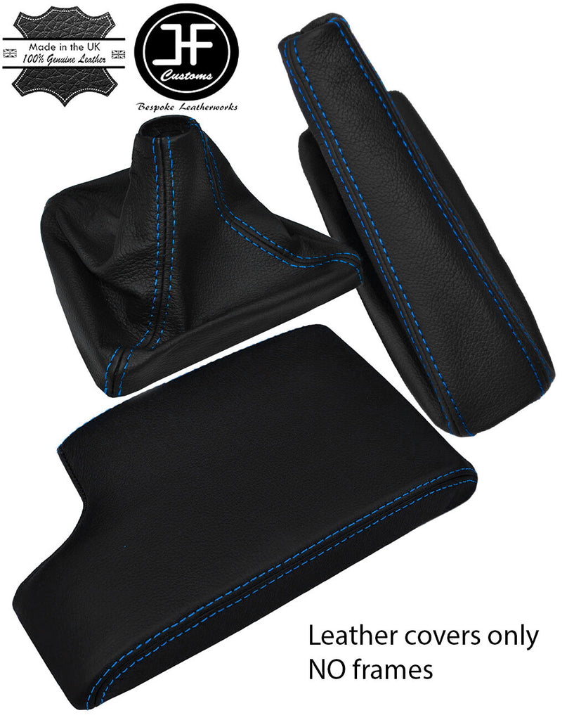 BLUE STITCH LEATHER GEAR HANDBRAKE & ARMREST COVER FITS BMW E90 E91 E92 E93