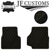 YELLOW DIAMOND STITCH VINYL 2X TAILORED FLOOR MAT CARPETS FOR DEFENDER 90 110