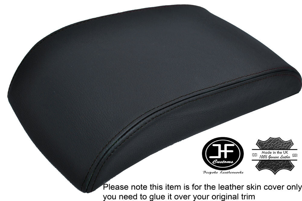 BLACK LEATHER SLIDING ARMREST LID COVER FITS VW TOURAN CADDY 03-10 CUSTOM NEW