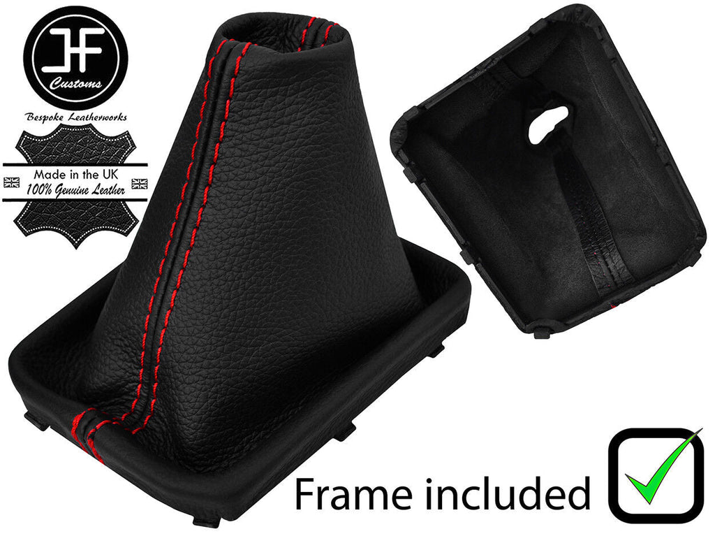 RED STITCH REAL LEATHER MANUAL GAITER+PLASTIC FRAME FITS VW TOURAN 2015-2018