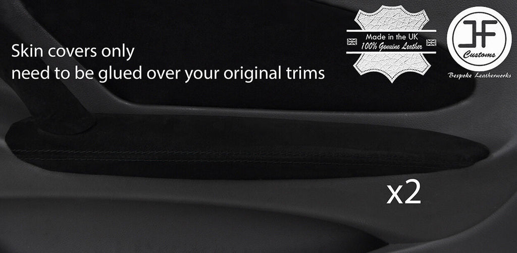 BLACK STITCH 2X FRONT DOOR ARMREST SUEDE COVERS FOR TOYOTA CELICA MK7 1999-2005