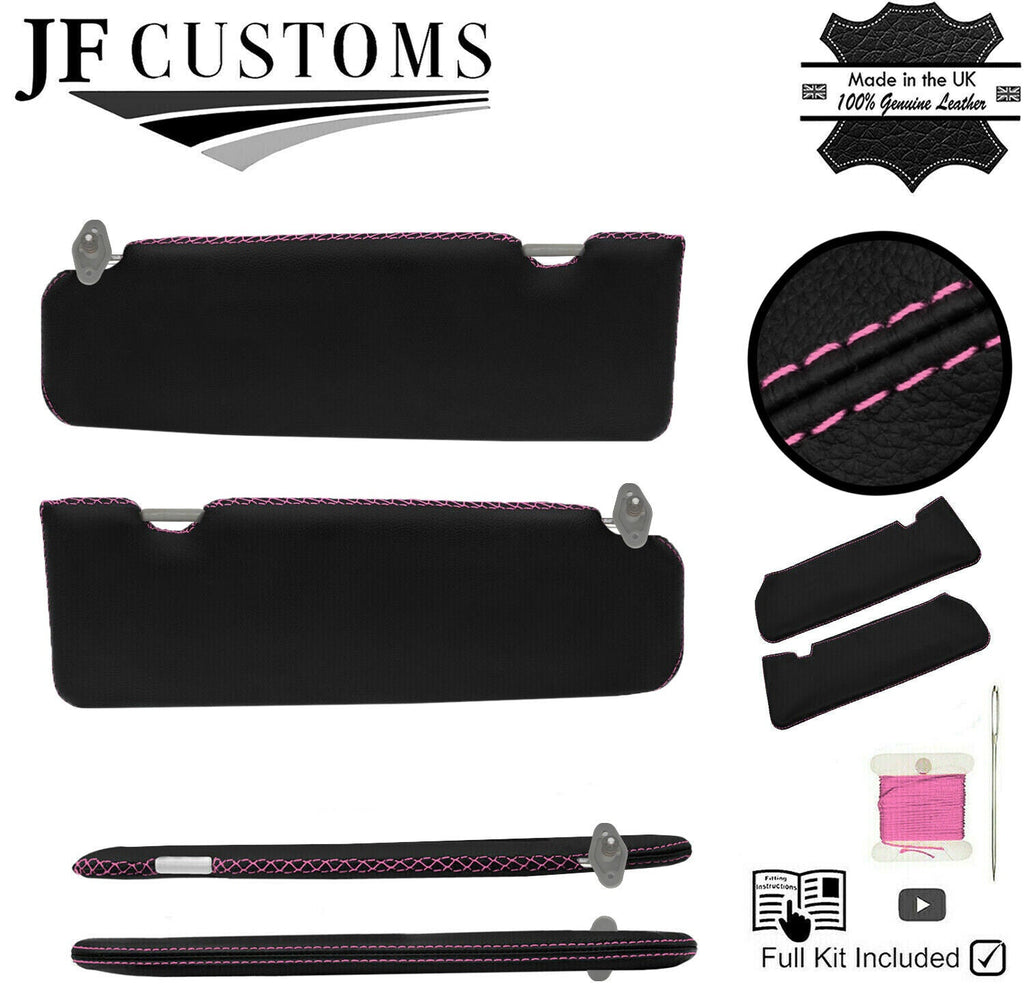 PINK CROSS STITCH 2X SUN VISORS LEATHER COVERS FITS NISSAN PATROL Y60 87-97