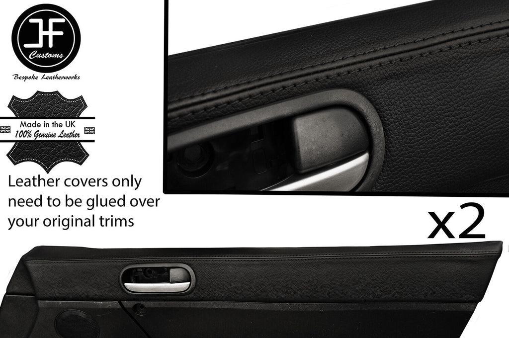 BLACK STITCH 2X TOP DOOR CARD PAD TRIM LEATHER COVERS FITS MAZDA MX5 MK3 05-14