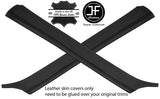 BLACK & BLACK 2X A PILLAR REAL LEATHER COVERS FITS BMW E30 84-93 CONVERTIBLE