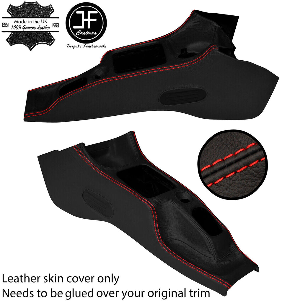 RED  STITCH CENTRE CONSOLE TUNNEL LEATHER COVER FOR PEUGEOT 206 1998-2012