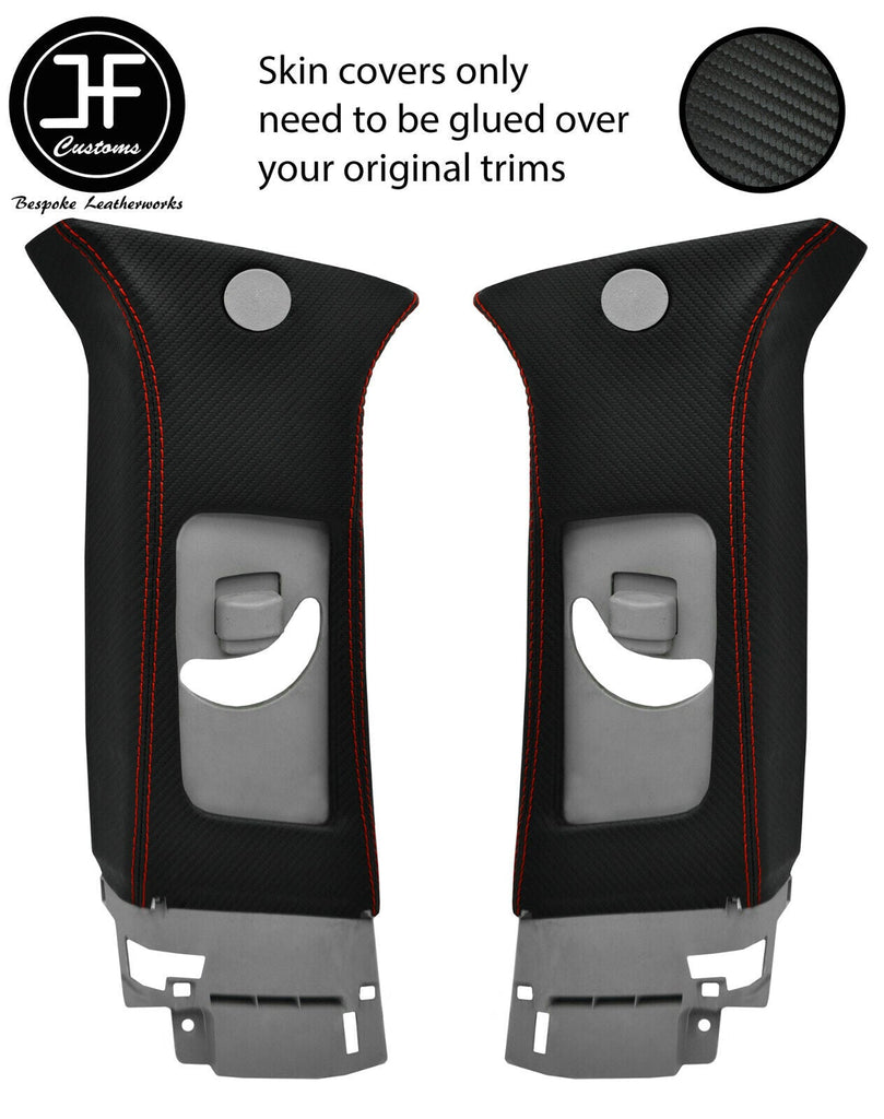 RED STITCH 2X UPPER B PILLAR CARBON VINYL COVER FOR MITSUBISHI LANCER EVO 10