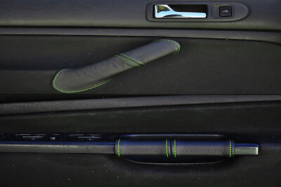 green stitch FITS VW GOLF MK4 4 IV 2X FRONT LEATHER DOOR HANDLE COVERS
