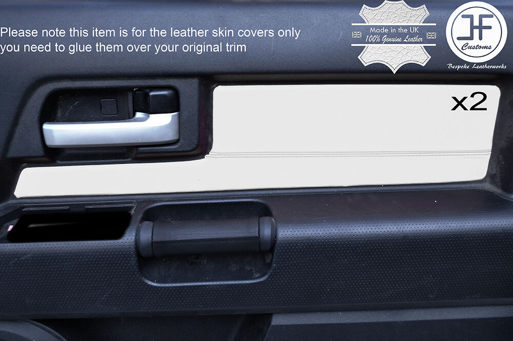 WHITE LEATHER 2X FRONT DOOR CARD TRIM COVERS FITS TOYOTA FJ CRUISER 2007-2015