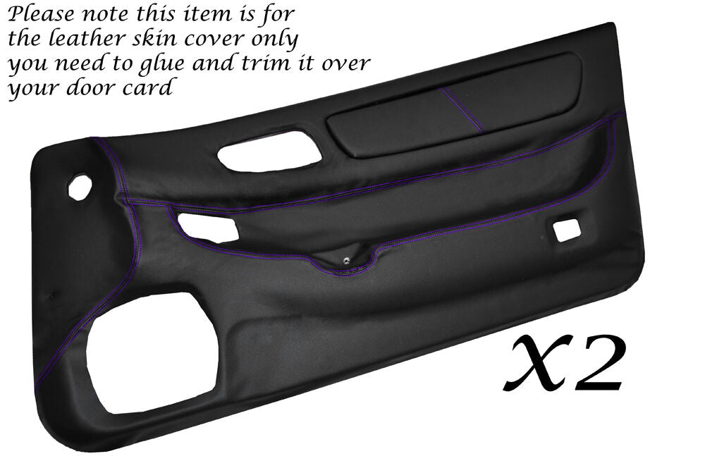 PURPLE STITCH 2X DOOR CARDS LEATHER COVERS FITS MITSUBISHI GTO 3000GT 1992-1999
