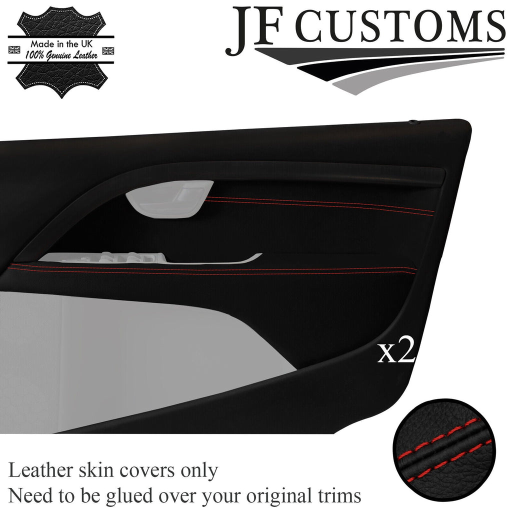 D RED STITCH LEATHER 2X FRONT DOOR CARD TRIM + ARMREST COVER FOR VOLVO S80 07-16