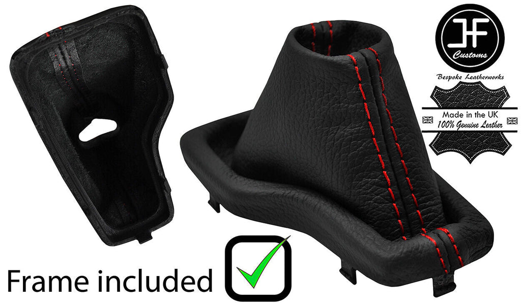 RED STITCH AUTOMATIC LEATHER GEAR GAITER+PLASTIC FRAME FITS HYUNDAI I40 12-19