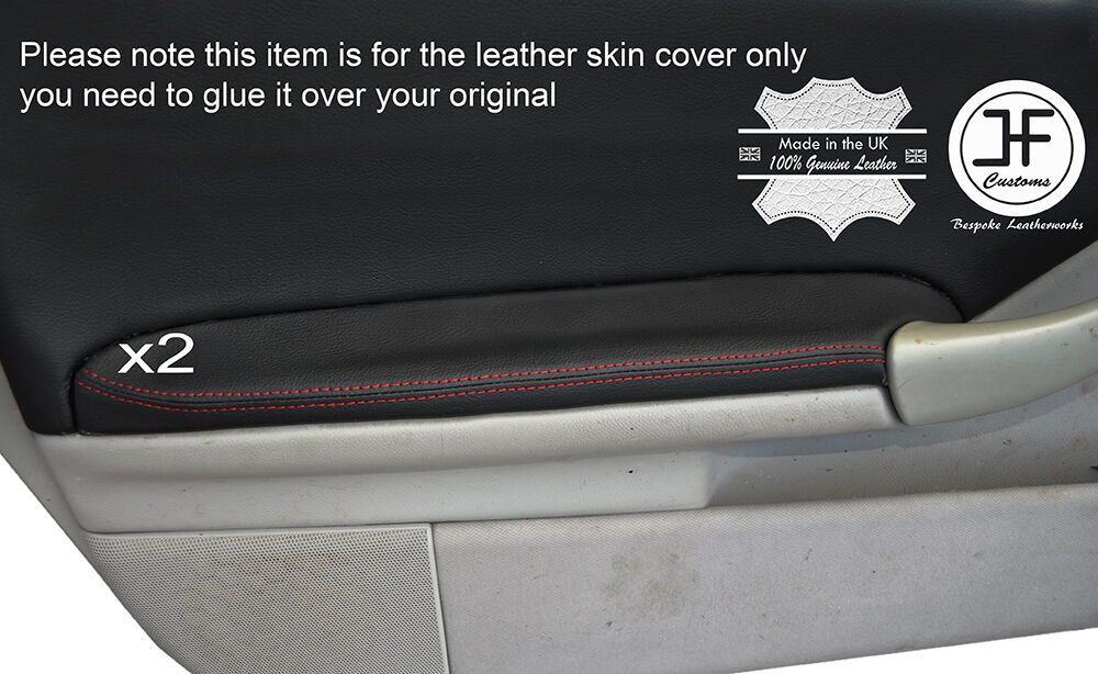 RED STICH 2X FRONT DOOR ARMREST COVERS FITS MERCEDES C CLASS CL203 W203 COUPE