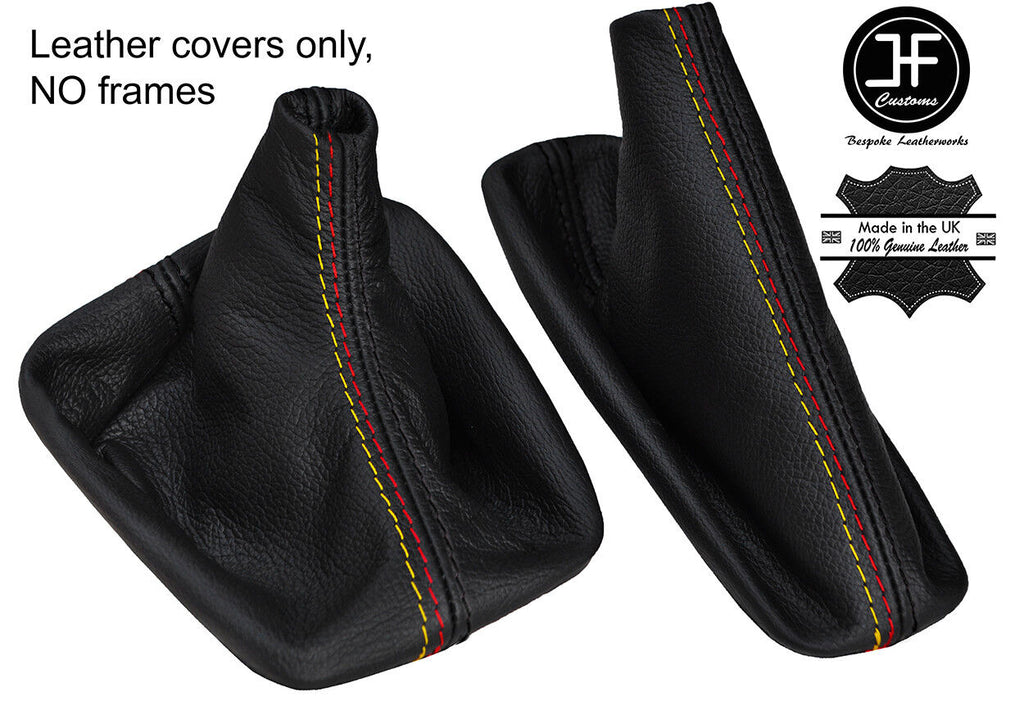 BLACK STITCH GEAR & HANDBRAKE GAITER FOR BMW E81 E82 E87 E88 GERMAN FLAG STITCH