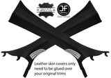 BLACK STITCHING 2X A PILLAR REAL LEATHER COVERS FITS FORD MONDEO MK5 2014-2018