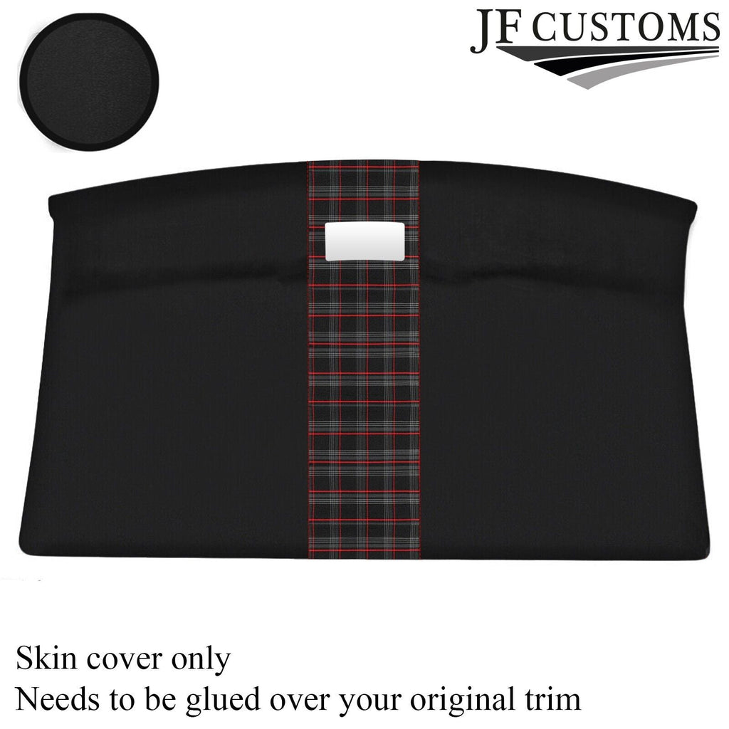 RED STITCH TARTAN FRONT HEADLINER LUXE SUEDE COVER FOR VW T4 TRANSPORTER