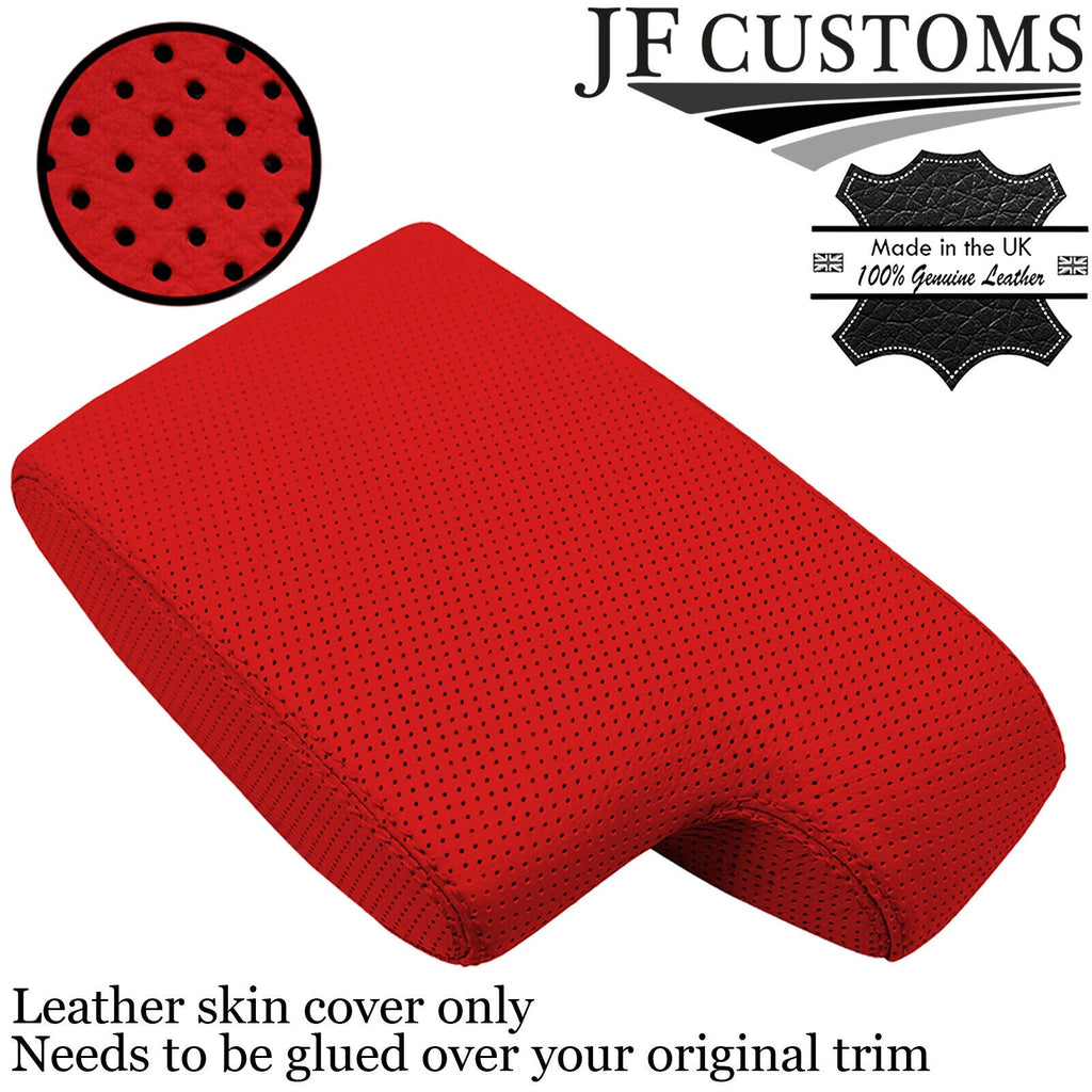 RED ITALIAN PERFORATED LEATHER ARMREST COVER FOR BMW E36 91-98 CUSTOM NEW