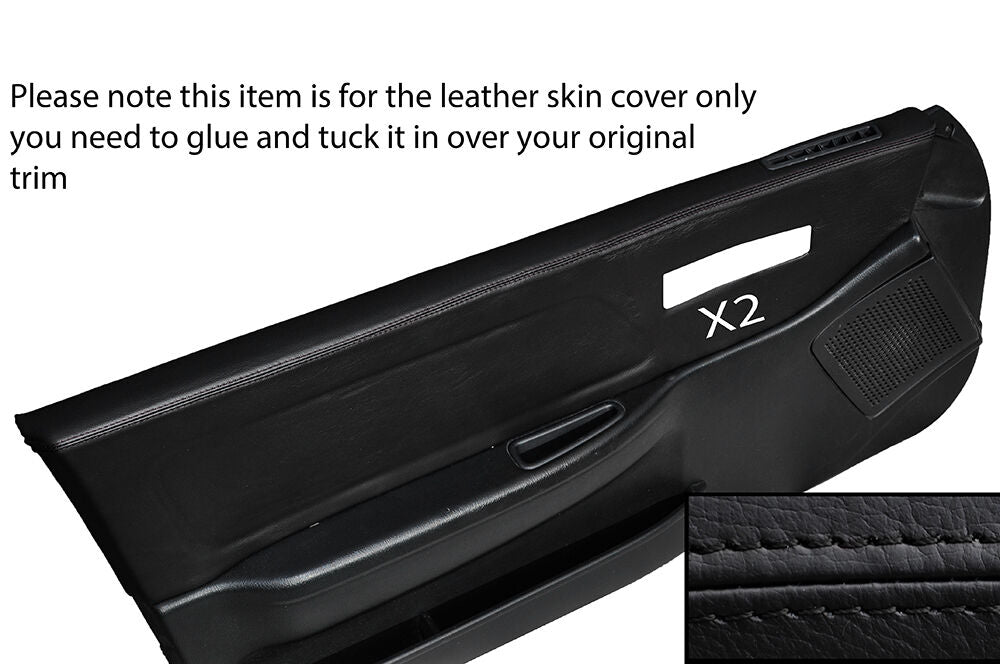 BLACK STITCHING 2X DOOR CARD TRIM LEATHER SKIN COVERS FITS HONDA CRX 1988-1991