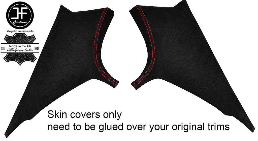 RED STITCH 2X REAR C PILLAR SUEDE COVERS FITS BMW 3 SERIES F30 11-18 SEDAN