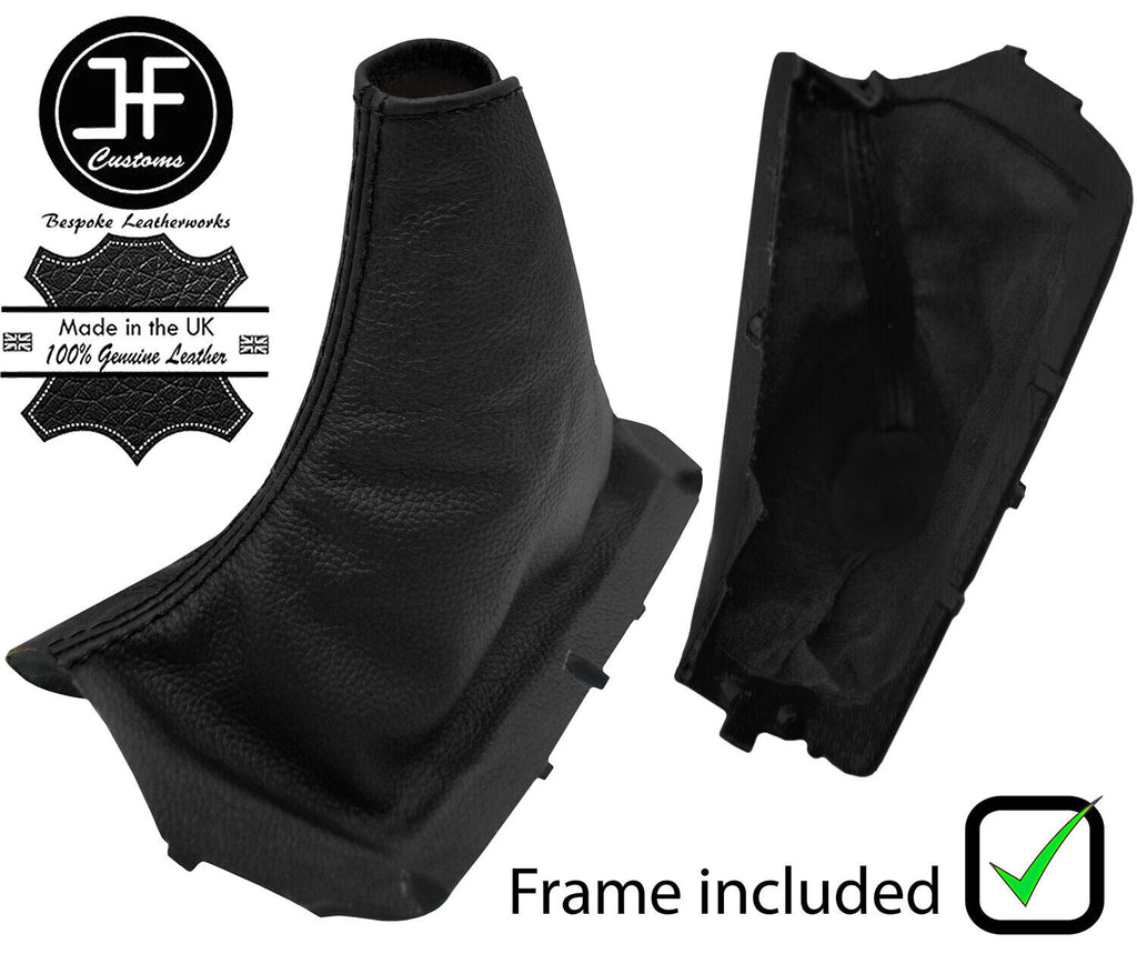 BLACK LEATHER HANDBRAKE GAITER WITH PLASTIC FRAME FITS VOLVO S80 1998-2005