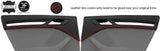 RED  STITCH 2X REAR TOP DOOR CARD TRIM LEATHER COVERS FOR AUDI A3 8V 13-20 5DR