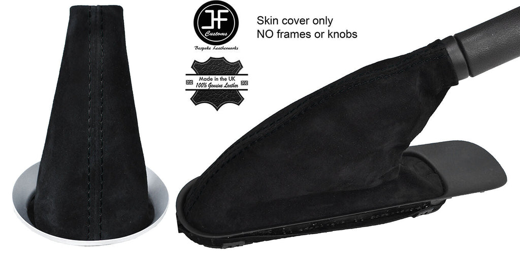 BLACK STITCH REAL SUEDE GAITER & HANDBRAKE SET FOR BMW MINI COOPER R55 R56 R57