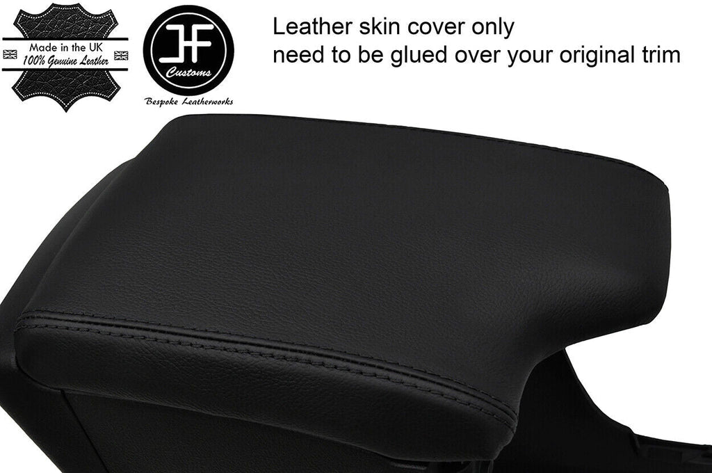 BLACK STITCHING TOP GRAIN LEATHER ARMREST LID COVER FOR TOYOTA HILUX 2016-2019