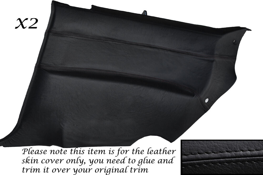 BLACK STITCH 2X REAR DOOR CARDS LEATHER COVERS FITS NISSAN S14 200SX 94-99