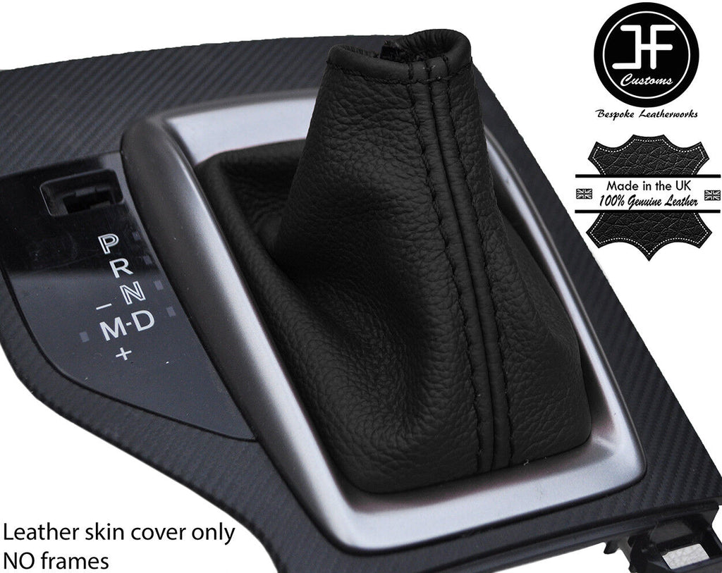 BLACK REAL LEATHER AUTO AUTOMATIC GEAR GAITER FITS MAZDA 3 2014-2017 CUSTOM NEW