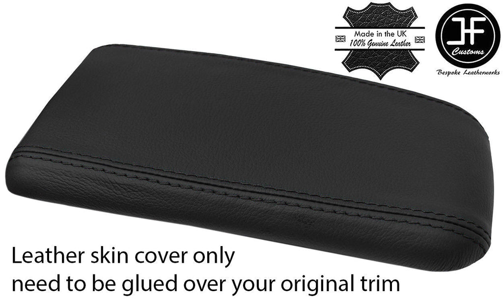 BLACK STITCHING REAL LEATHER ARMREST LID COVER FITS DACIA DUSTER 2010-2017