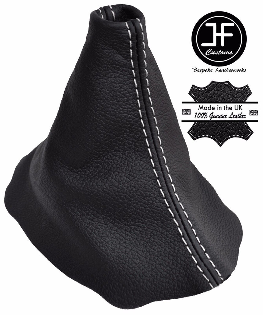 WHITE STITCHING MANUAL REAL LEATHER GEAR GAITER FITS VW PASSAT B7 2010-2015