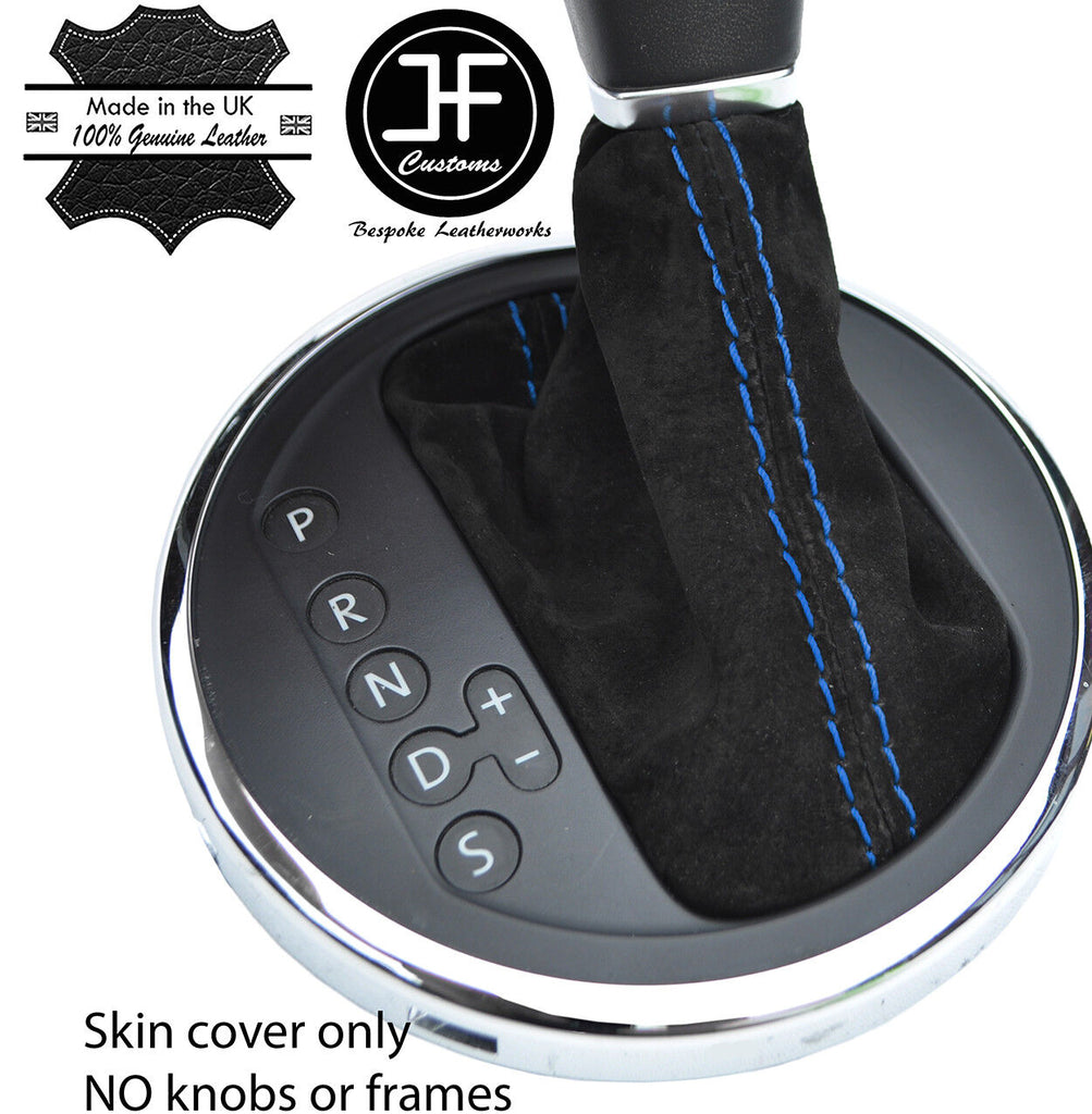 BLUE STITCH AUTO AUTOMATIC SUEDE GEAR GAITER FOR VW T5 TRANSPORTER CARAVELLE